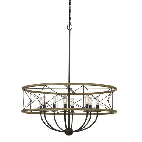 Barlowe Round Wooden Frame Pendant Light