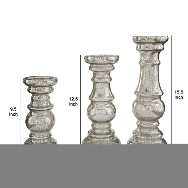 Mercury Glass Pedestal Candleholder