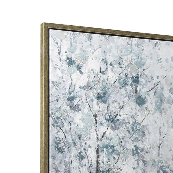 Gallery Wrapped Wall Art With Handpainted Landscape Design, Blue