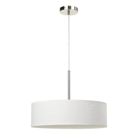 Integrated LED Dimmable Pendant Lighting With Fabric Drum Shade, Silver