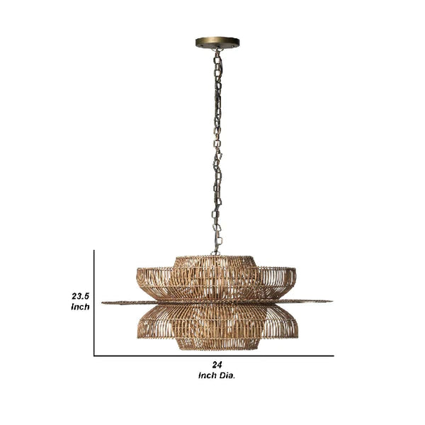 Ella Boho Style Rattan Pendant Chandelier