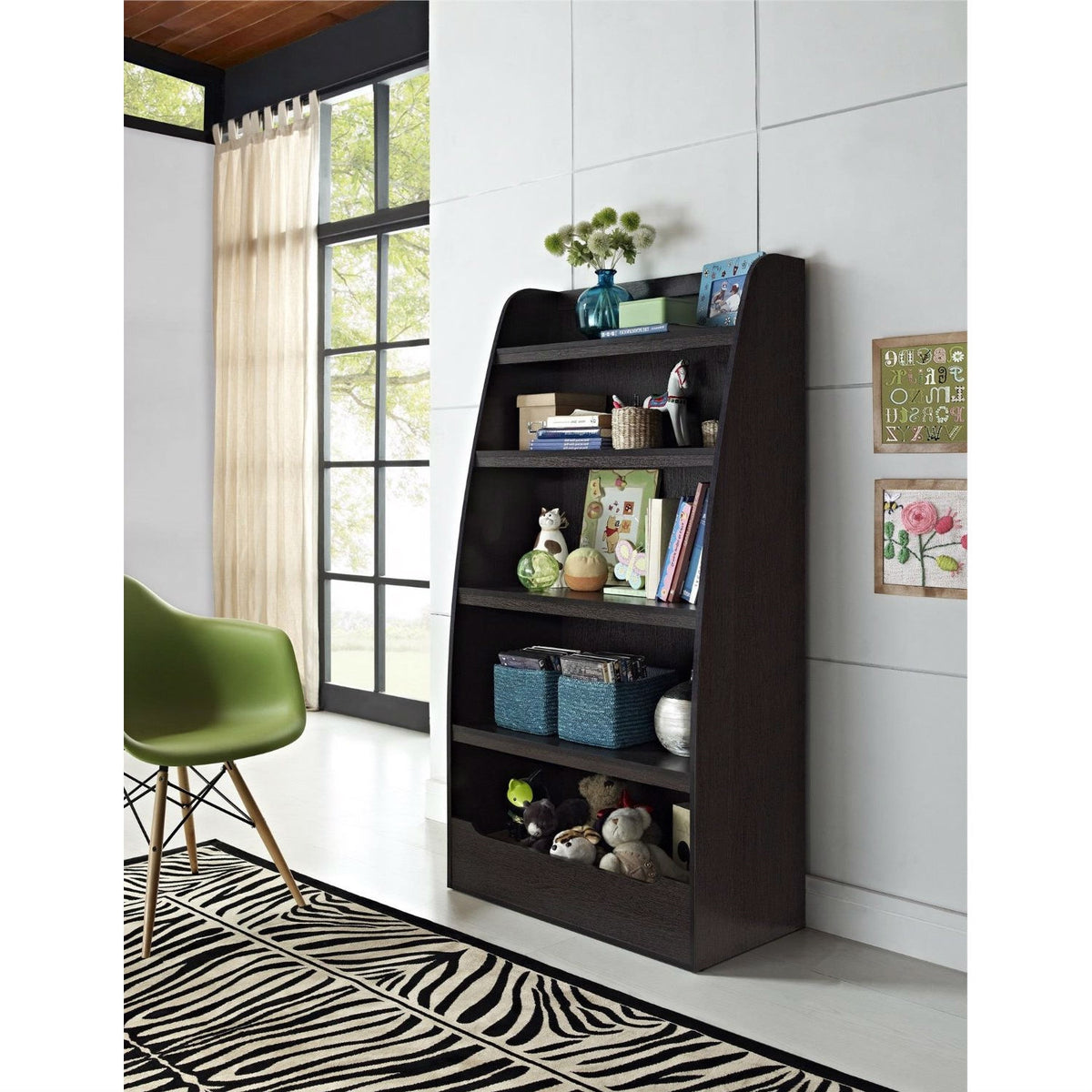 4-Shelf Bookcase in Espresso - Rae and Tae 