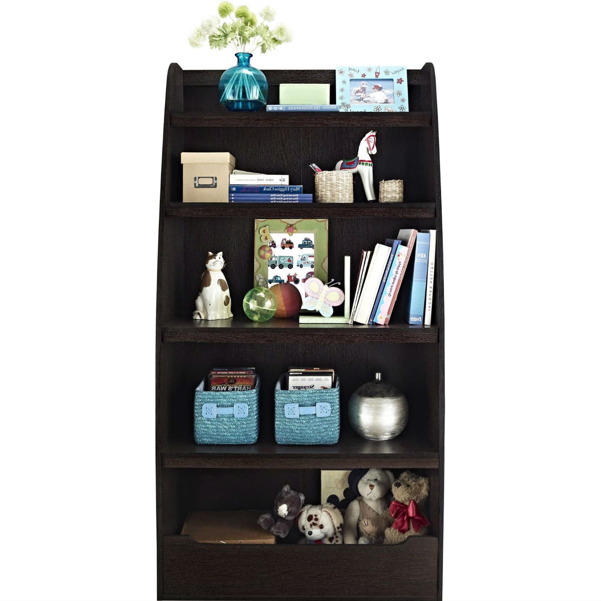 4-Shelf Bookcase in Espresso - Rae and Tae 