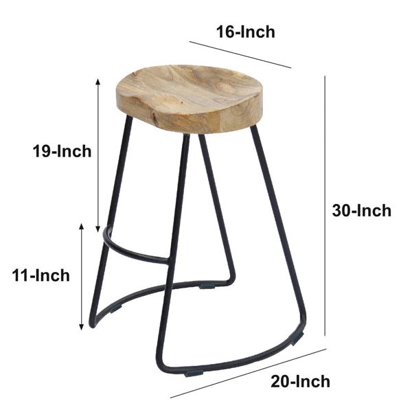 Addison Wooden Saddle Seat Barstool