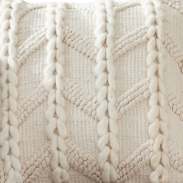 Aldon Handknit Cotton Wool Braided Pillow Cover