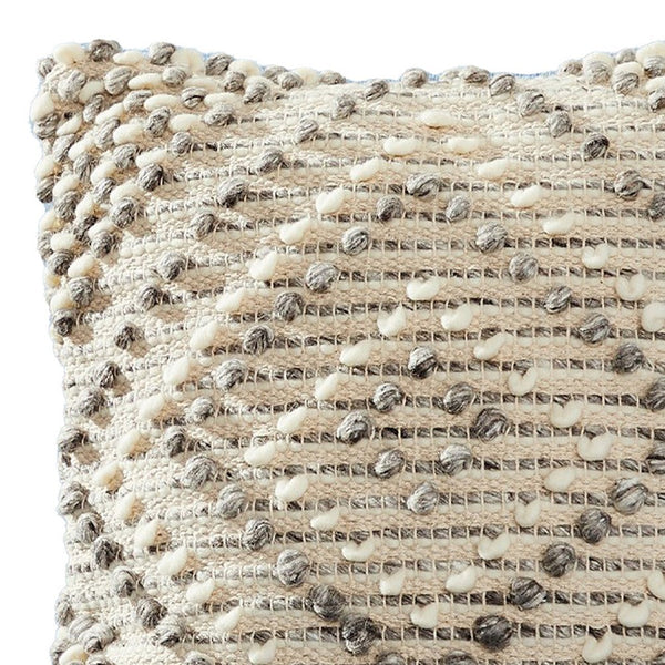 18 Inch Decorative Throw Pillow Cover, Textured Diamonds, Gray, Beige