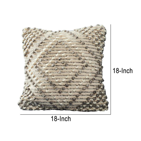 18 Inch Decorative Throw Pillow Cover, Textured Diamonds, Gray, Beige