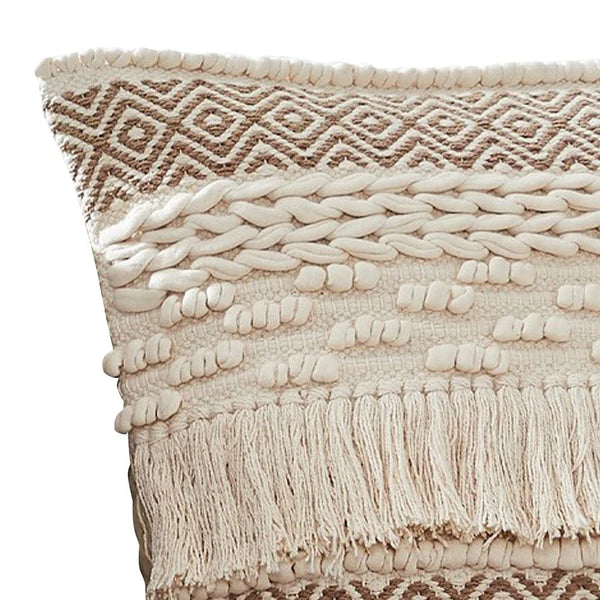 Weston Embellished Fringed Cream Pillow Cover