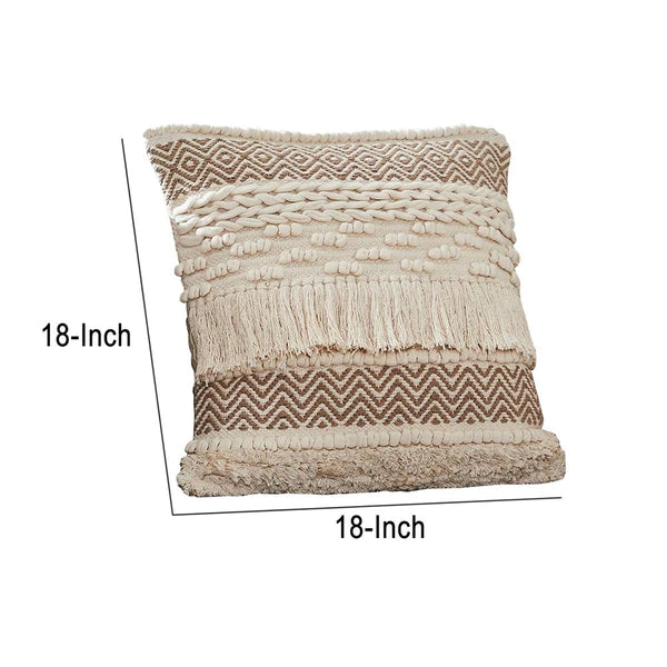 Weston Embellished Fringed Cream Pillow Cover