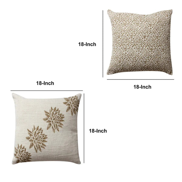 Ria Floral Patterned Square Accent Throw Pillow