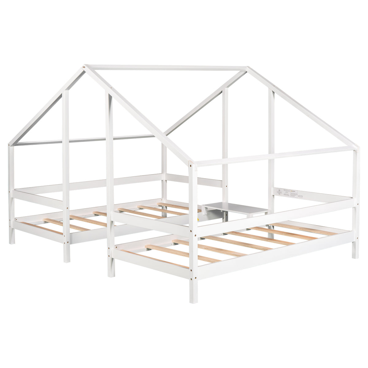 Double Twin Triangular House Beds with Built-in Table