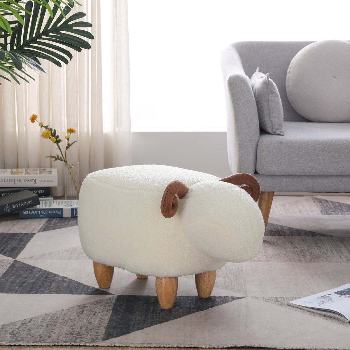 Fleece Lamb Sofa Stool