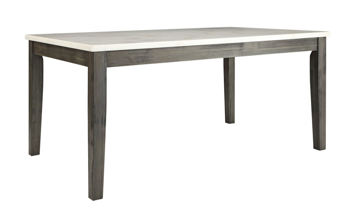 White Marble & Gray Oak Dining Table