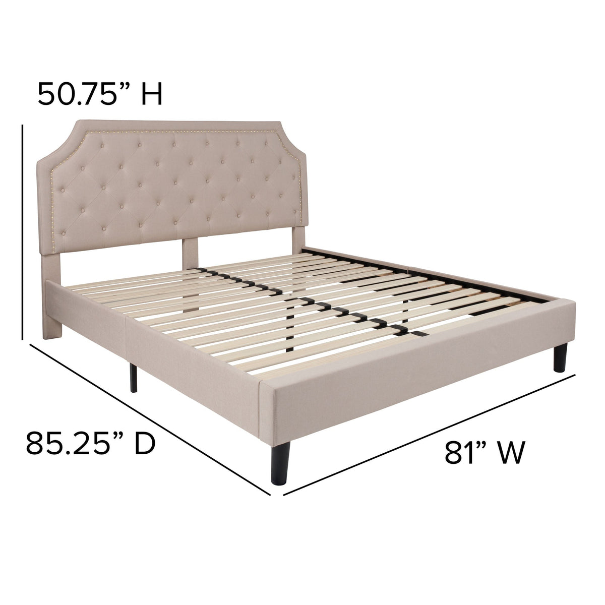 Arched Tufted Platform Bed - Rae and Tae 