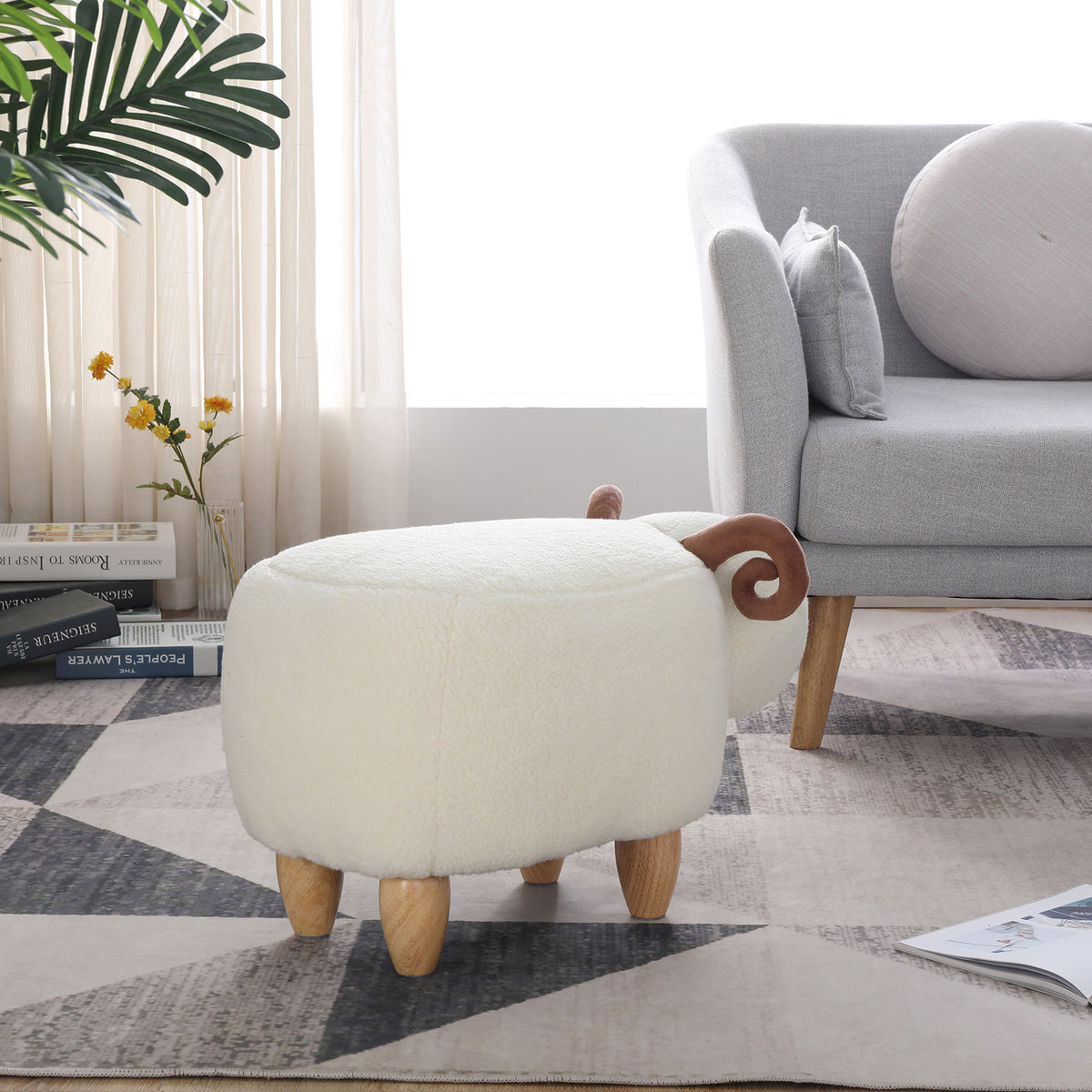 Fleece Lamb Sofa Stool