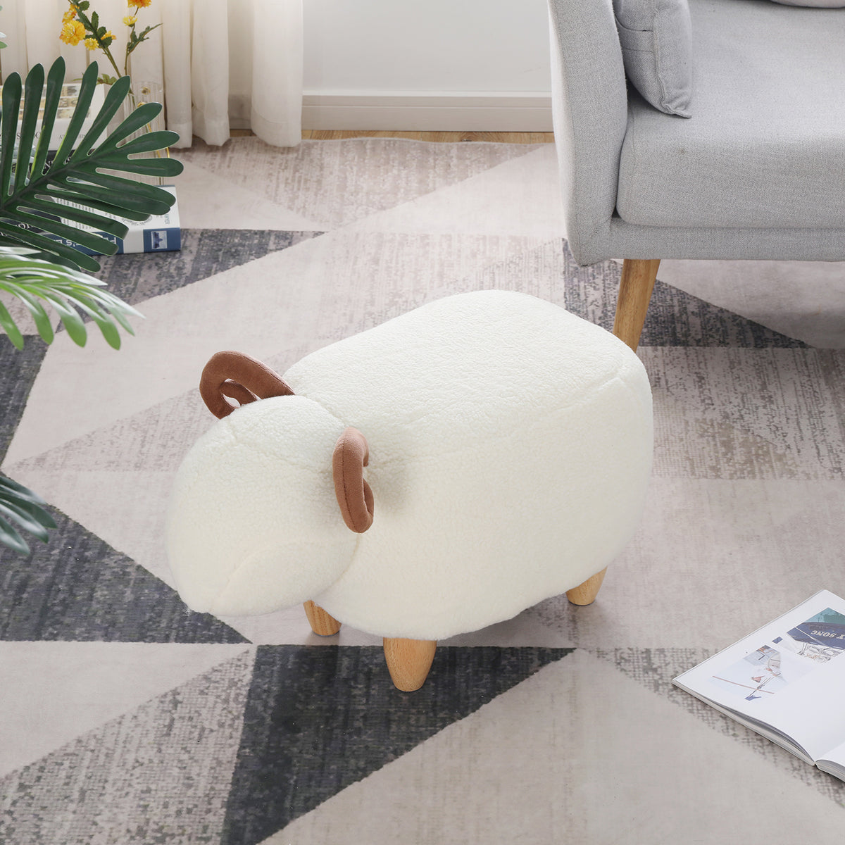 Fleece Lamb Sofa Stool