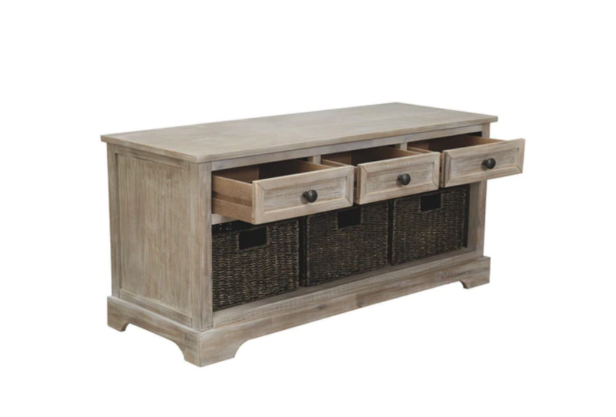 Kayilee 3 Woven Drawer Storage Bench