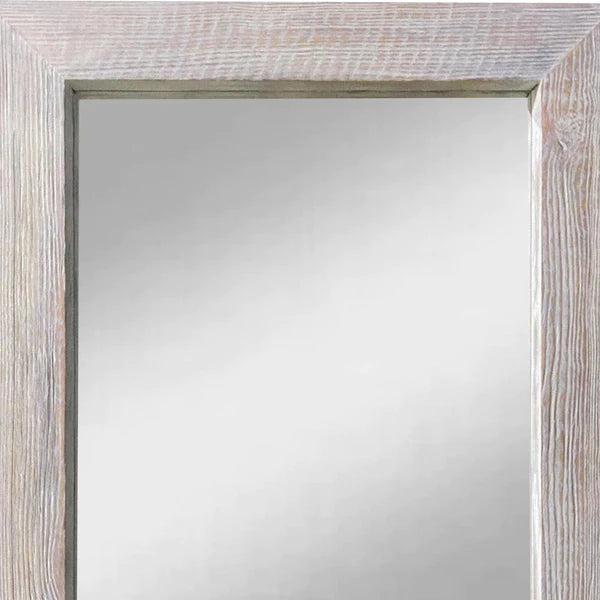 Hadley Transitional Style Grained Rectangular Wooden Frame Wall Mirror