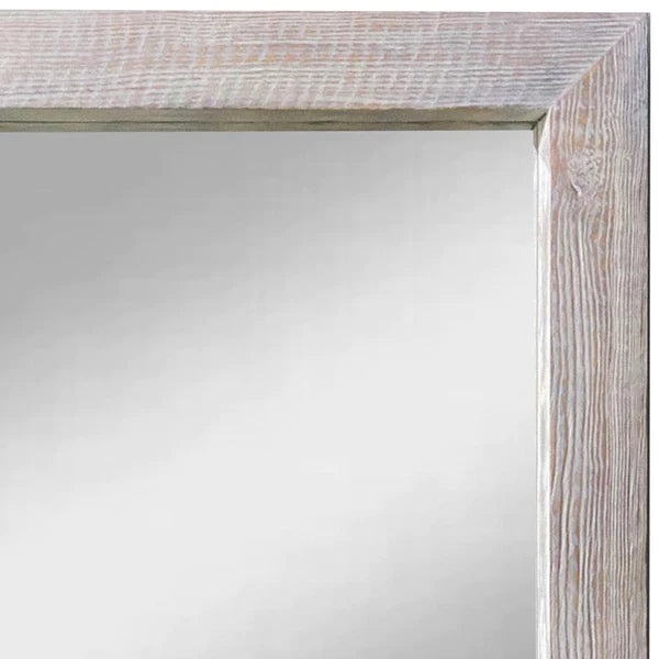 Hadley Transitional Style Grained Rectangular Wooden Frame Wall Mirror