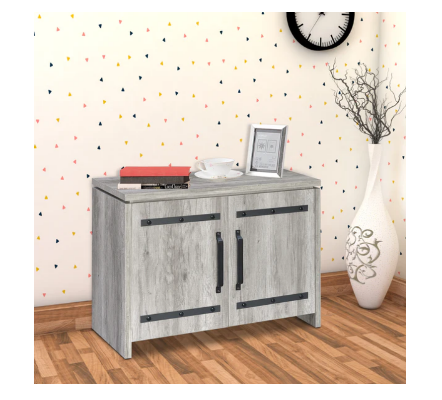 Spacious Wooden Accent Cabinet, Gray